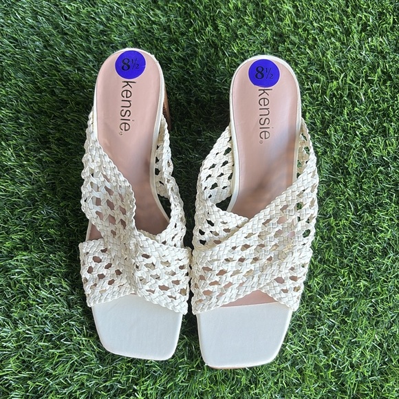 KENSIE Khadijah Women’s White Mule Block Heel Slides size 8.5 - Picture 2 of 7